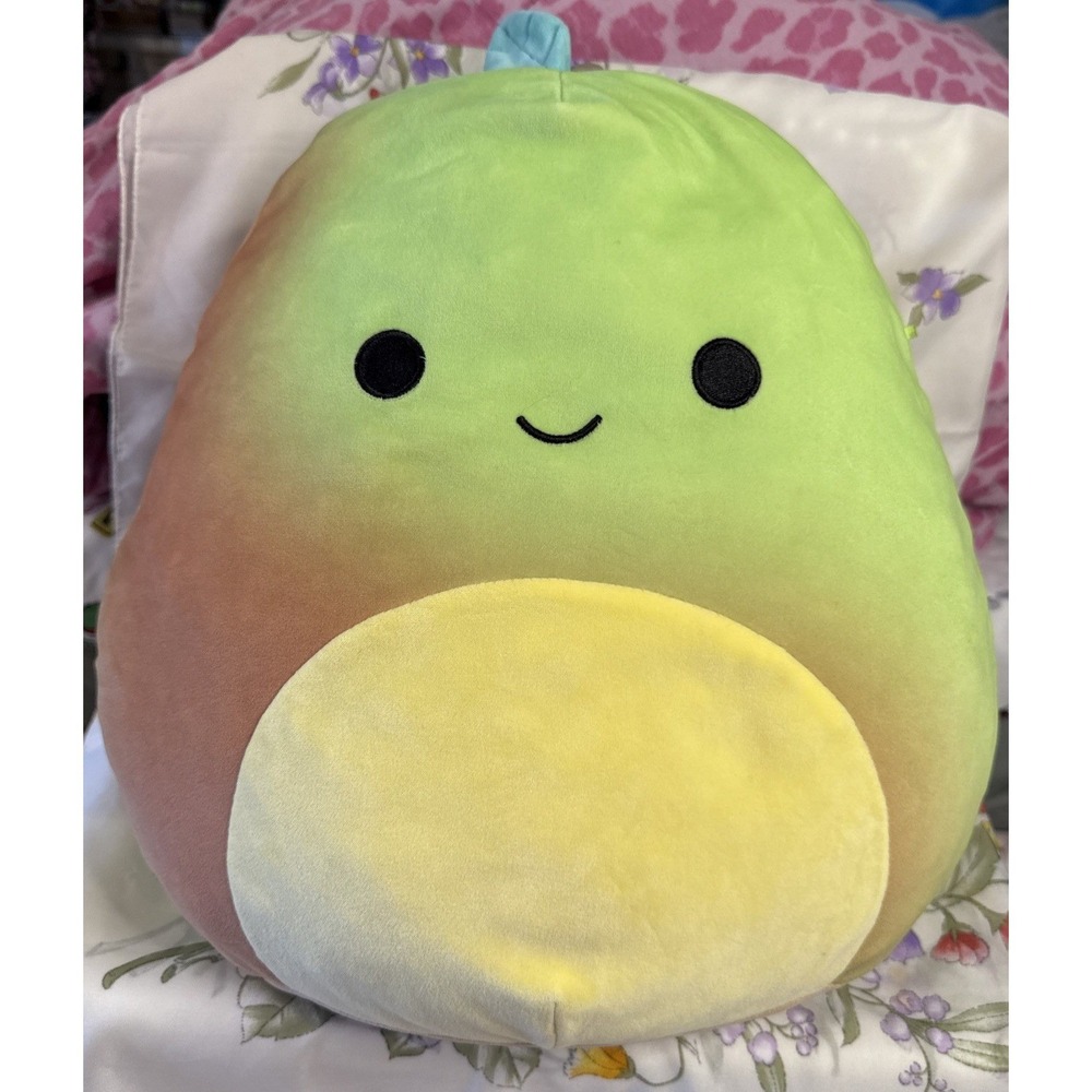 Squishmallows Olexa Pear 14" Gradient Green Red Fruit Plush Stuffed Animal
